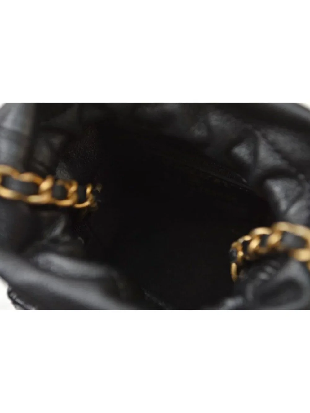 Chanel Chain Shoulder Bag Mini Cube Quilted Lambskin Black Gold